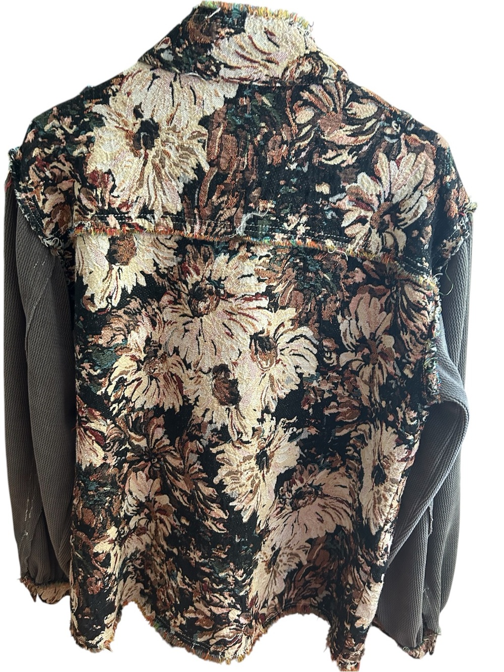 POL Tapestry Floral Utility Jacket in Black & Olive - Picture 2 of 7